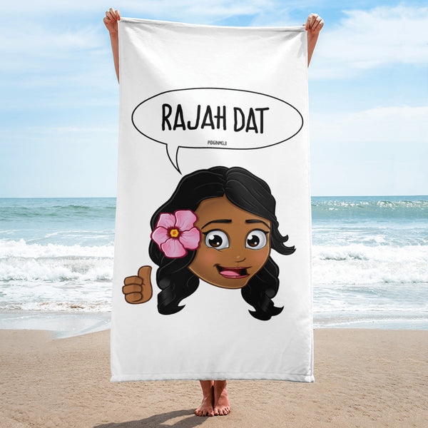 "RAJAH DAT" Original PIDGINMOJI Characters Beach Towel