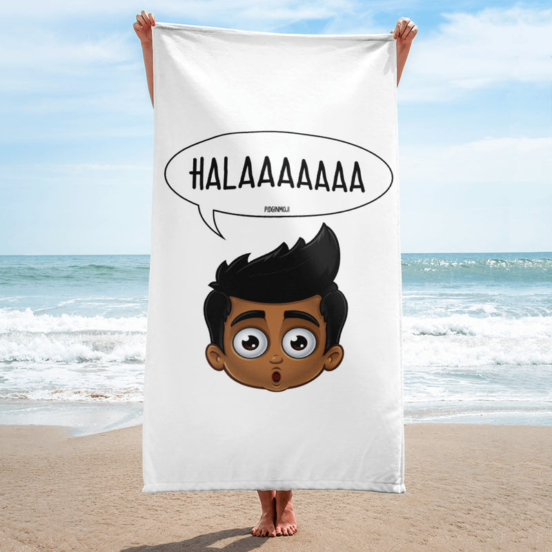 "HALAAAAAAA" Original PIDGINMOJI Characters Beach Towel