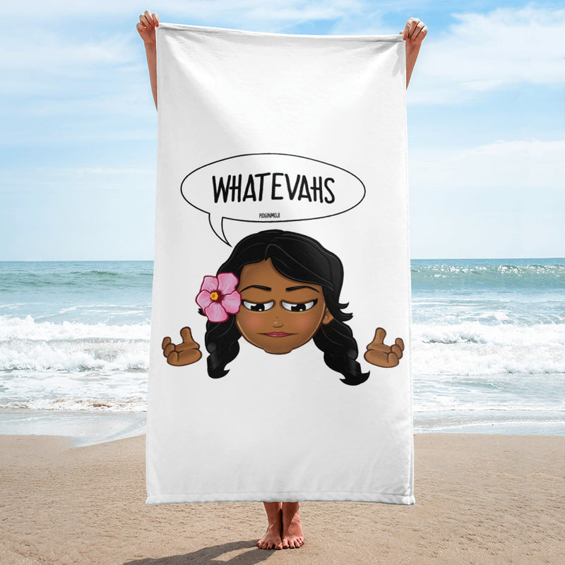 "WHATEVAHS" Original PIDGINMOJI Characters Beach Towel