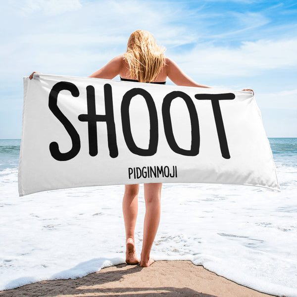 "SHOOT" PIDGINMOJI Beach Towel