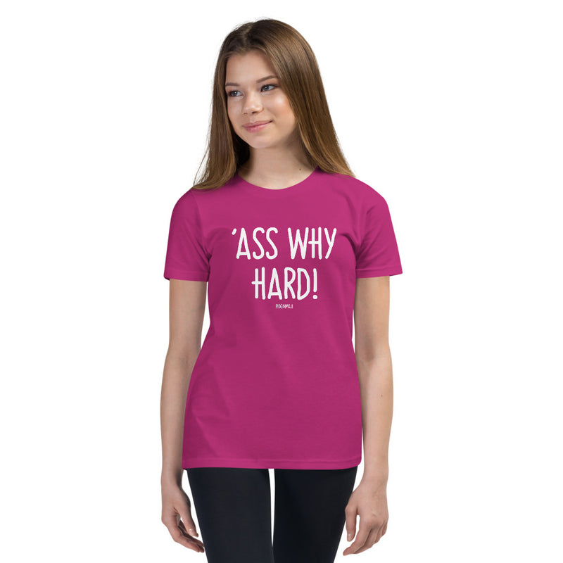 "ASS WHY HARD!" Youth Pidginmoji Dark Short Sleeve T-shirt