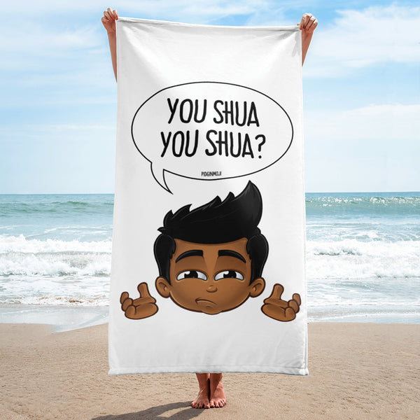 "YOU SHUA YOU SHUA?" Original PIDGINMOJI Characters Beach Towel