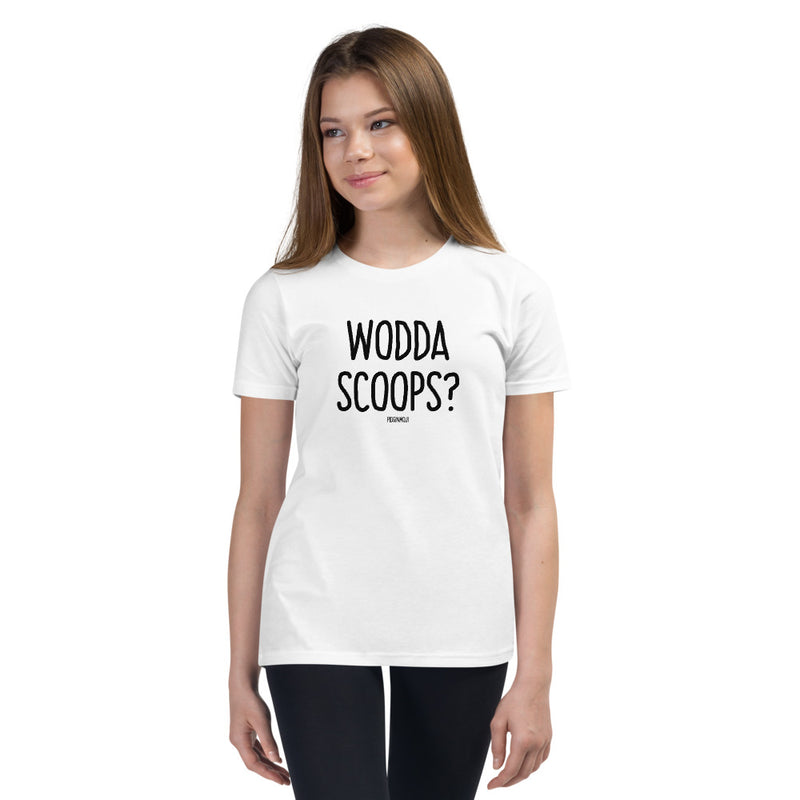 "WODDASCOOPS?" Youth Pidginmoji Light Short Sleeve T-shirt