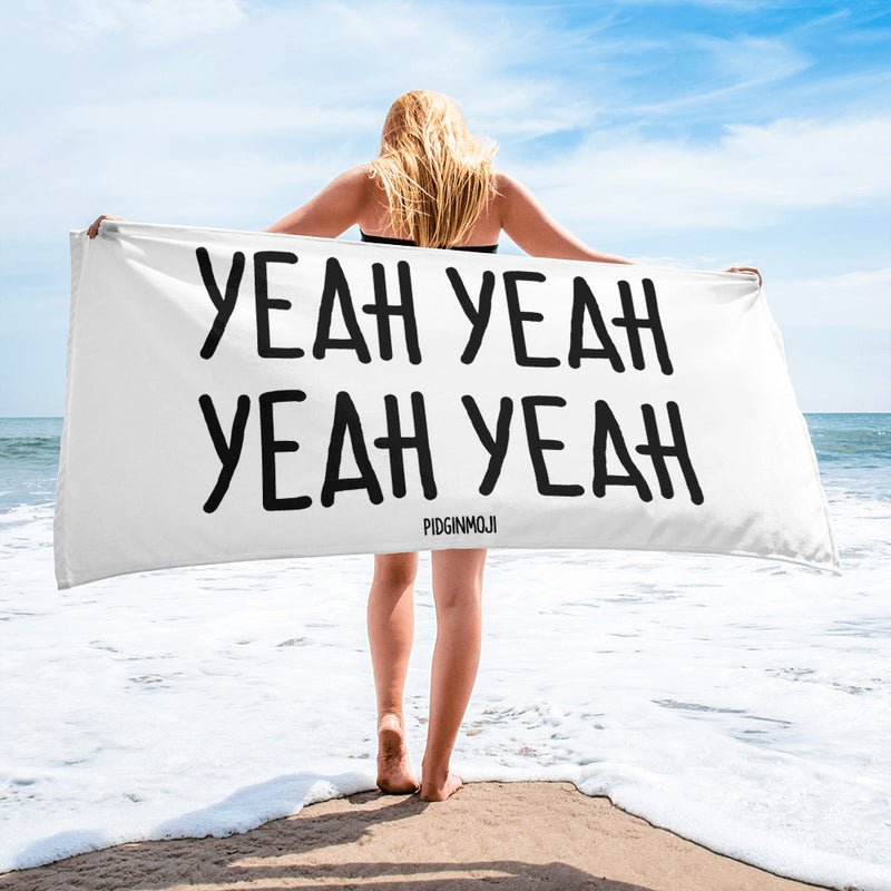 "YEAH YEAH YEAH YEAH YEAH YEAH" PIDGINMOJI Beach Towel
