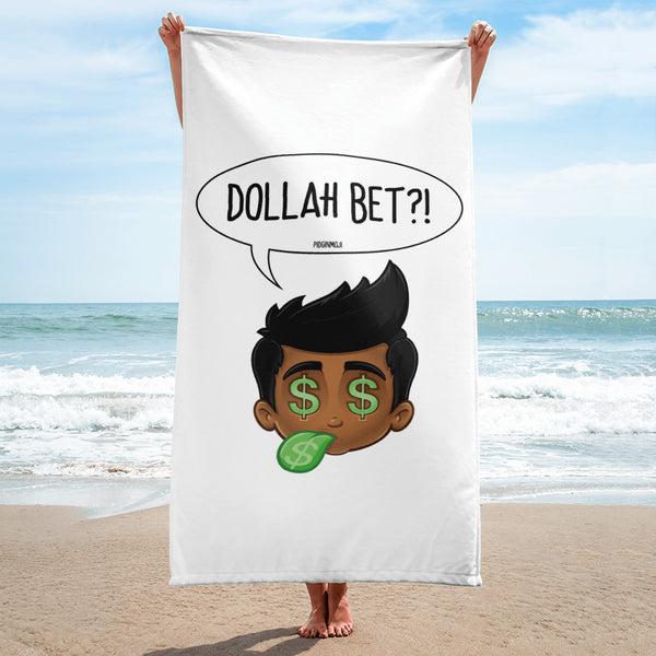 "DOLLAH BET?!" Original PIDGINMOJI Characters Beach Towel