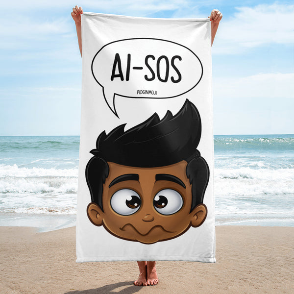 "AI-SOS" Original PIDGINMOJI Characters Beach Towel