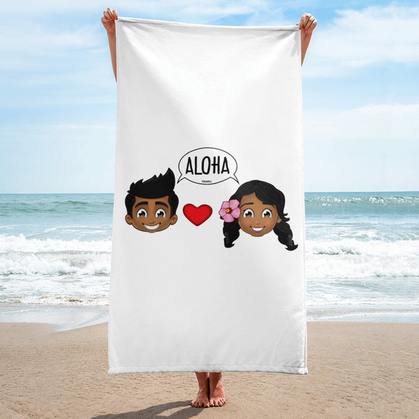 "ALOHA" Original PIDGINMOJI Characters Beach Towel