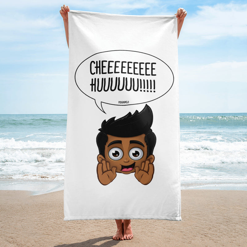 "CHEEEEEHUUUU!!" Original PIDGINMOJI Characters Beach Towel