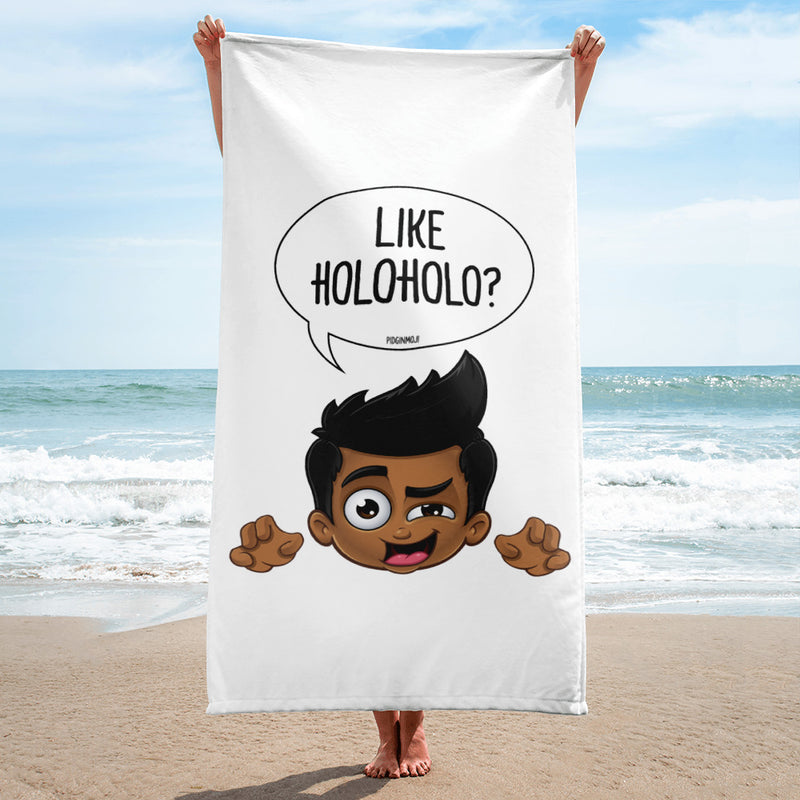 "LIKE HOLOHOLO?" Original PIDGINMOJI Characters Beach Towel