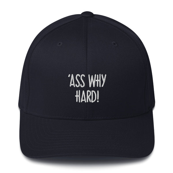 "ASS WHY HARD!" Pidginmoji Dark Structured Cap