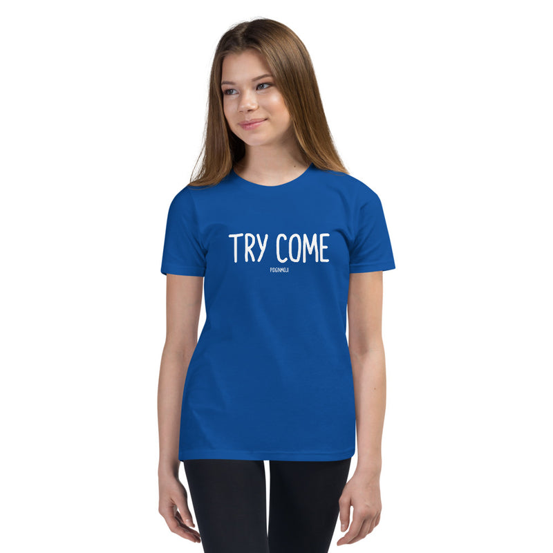 "TRY COME" Youth Pidginmoji Dark Short Sleeve T-shirt