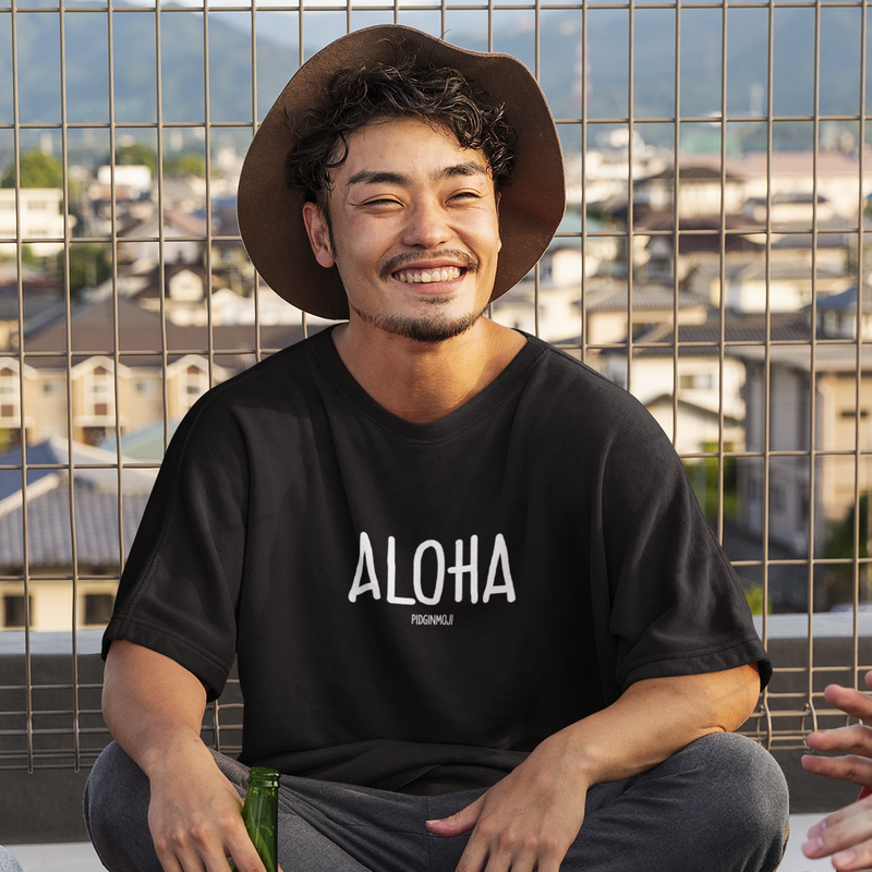 "ALOHA" Men’s Pidginmoji Dark Short Sleeve T-shirt
