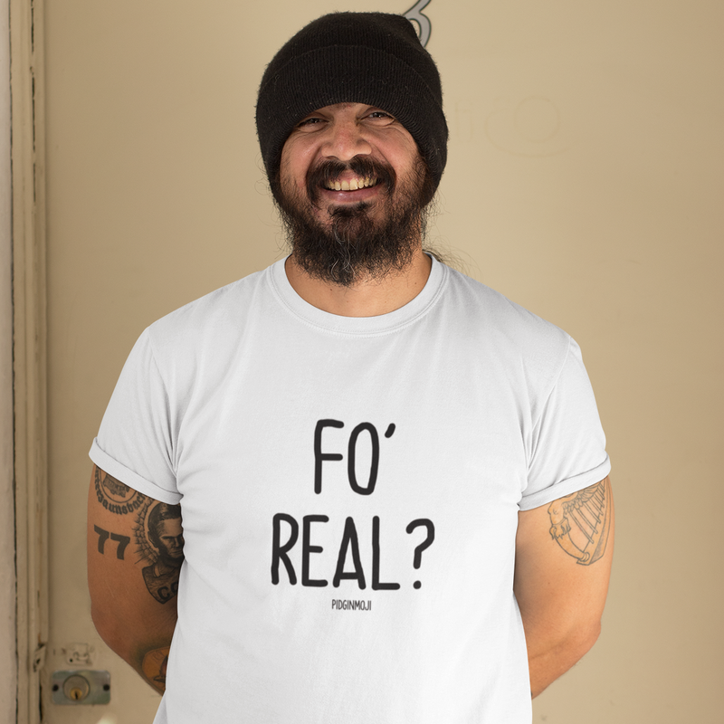 "FO' REAL?" Men’s Pidginmoji Light Short Sleeve T-shirt