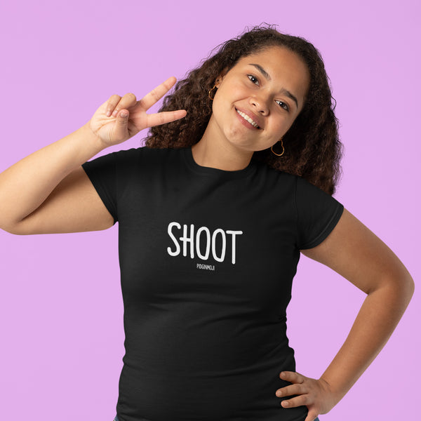 "SHOOT" Women’s Pidginmoji Dark Short Sleeve T-shirt