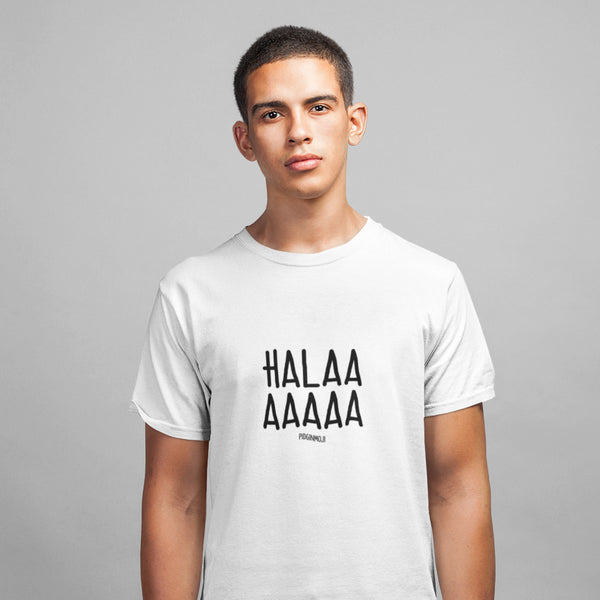"HALAAAAAAA" Men’s Pidginmoji Light Short Sleeve T-shirt