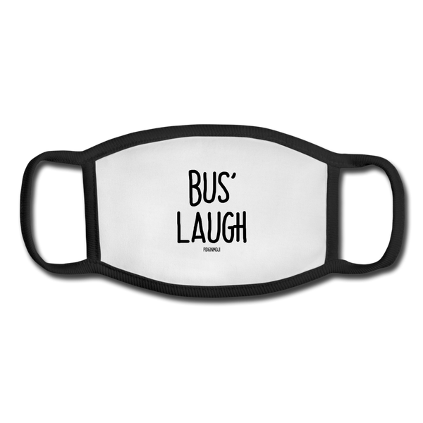 "BUS' LAUGH" Pidginmoji Face Mask (White) - white/black