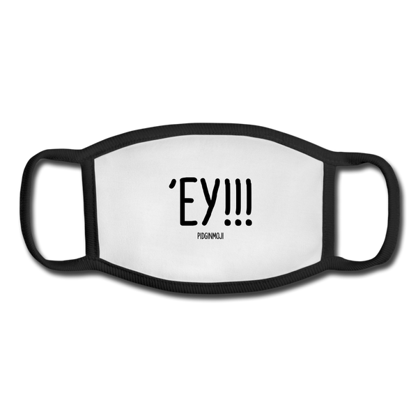 "'EY!!!" Pidginmoji Face Mask (White) - white/black