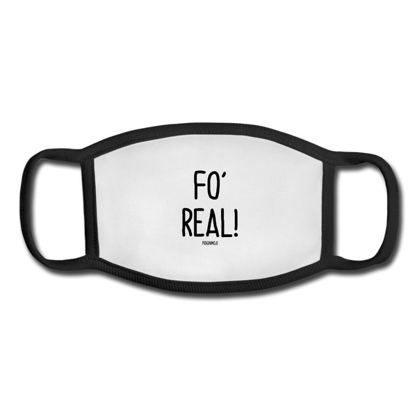 "FO' REAL!" Pidginmoji Face Mask (White) - white/black