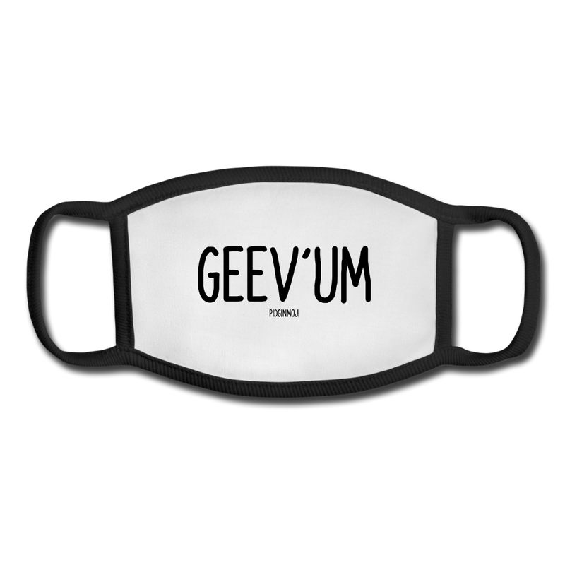 "GEEV 'UM" Pidginmoji Face Mask (White) - white/black