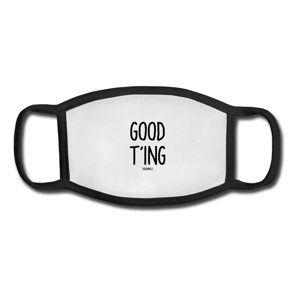 "GOOD T'ING" Pidginmoji Face Mask (White) - white/black