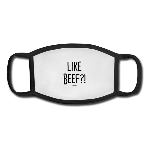 "LIKE BEEF?!" Pidginmoji Face Mask (White) - white/black