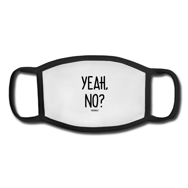 "YEAH, NO??" Pidginmoji Face Mask (White) - white/black