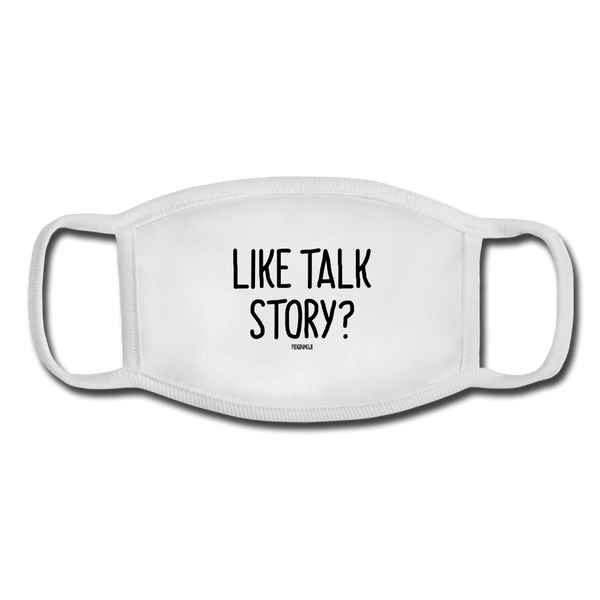 "LIKE TALK STORY?" Pidginmoji Face Mask (White) - white/white