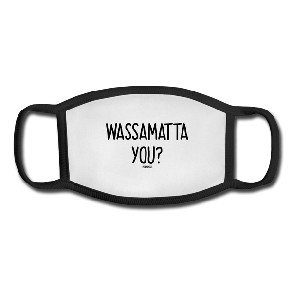 "WASSAMATTA YOU?" Pidginmoji Face Mask (White) - white/black