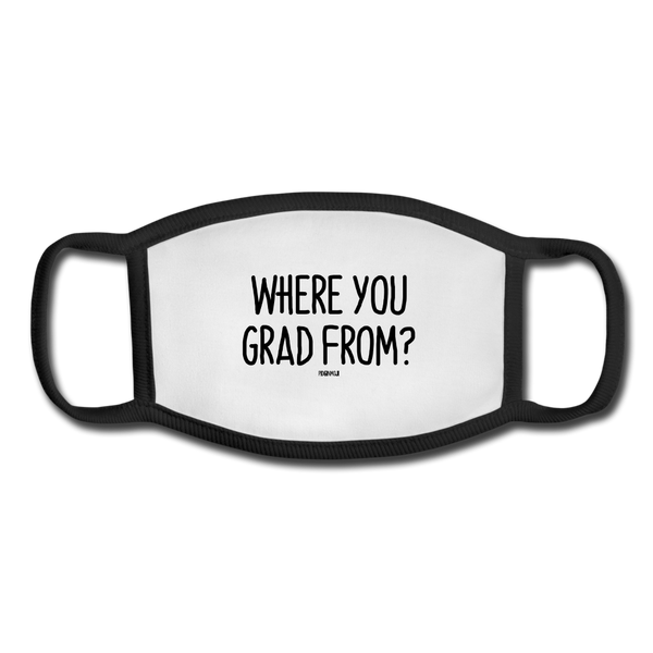 "WHERE YOU GARD FROM?" Pidginmoji Face Mask (White) - white/black