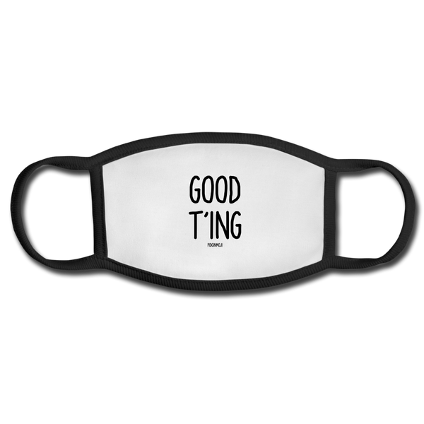 "GOOD T'ING" PIDGINMOJI FACE MASK FOR ADULTS (WHITE) - white/black