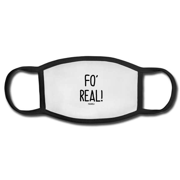 "FO' REAL!" PIDGINMOJI FACE MASK FOR ADULTS (WHITE) - white/black