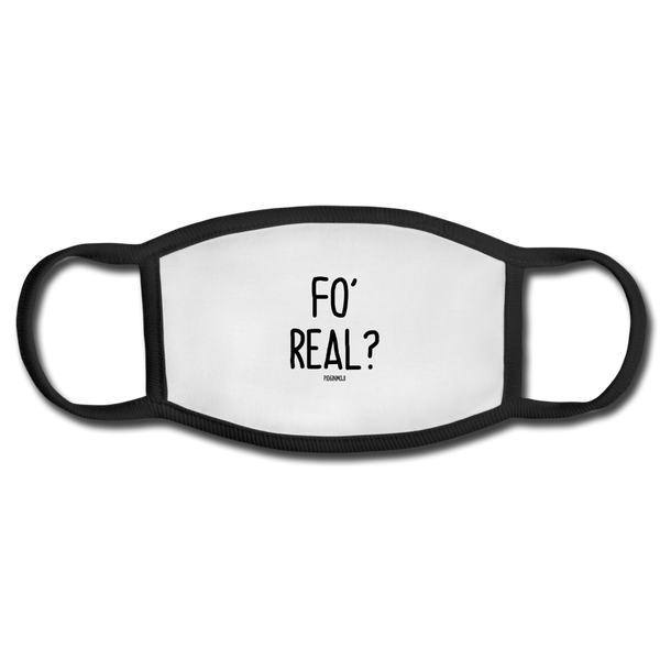 "FO' REAL?" PIDGINMOJI FACE MASK FOR ADULTS (WHITE) - white/black