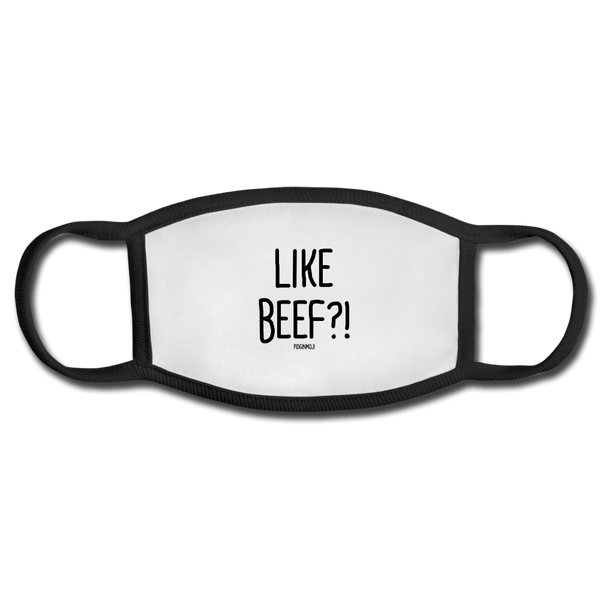 "LIKE BEEF?!" PIDGINMOJI FACE MASK FOR ADULTS (WHITE) - white/black
