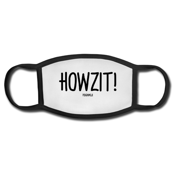"HOWZIT!" PIDGINMOJI FACE MASK FOR ADULTS (WHITE) - white/black
