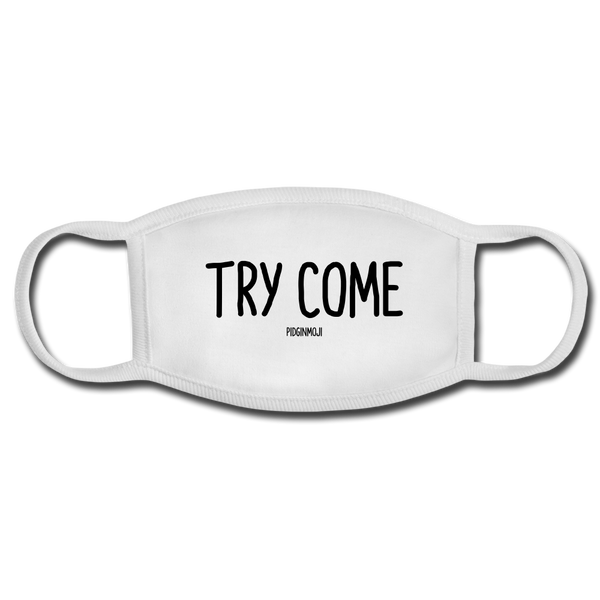 "TRY COME" PIDGINMOJI FACE MASK FOR ADULTS (WHITE) - white/white