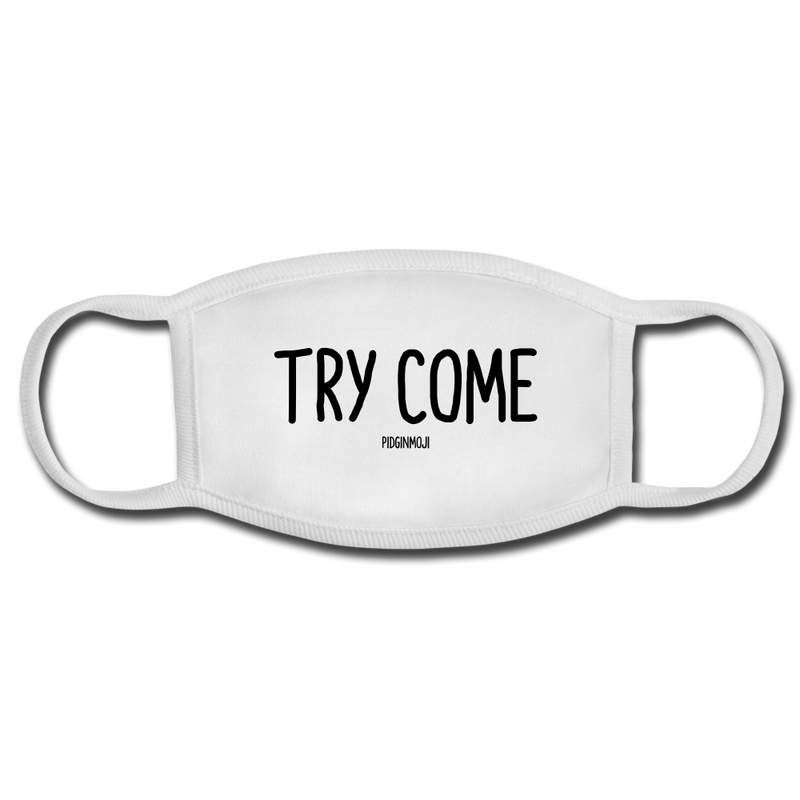 "TRY COME" PIDGINMOJI FACE MASK FOR ADULTS (WHITE) - white/white