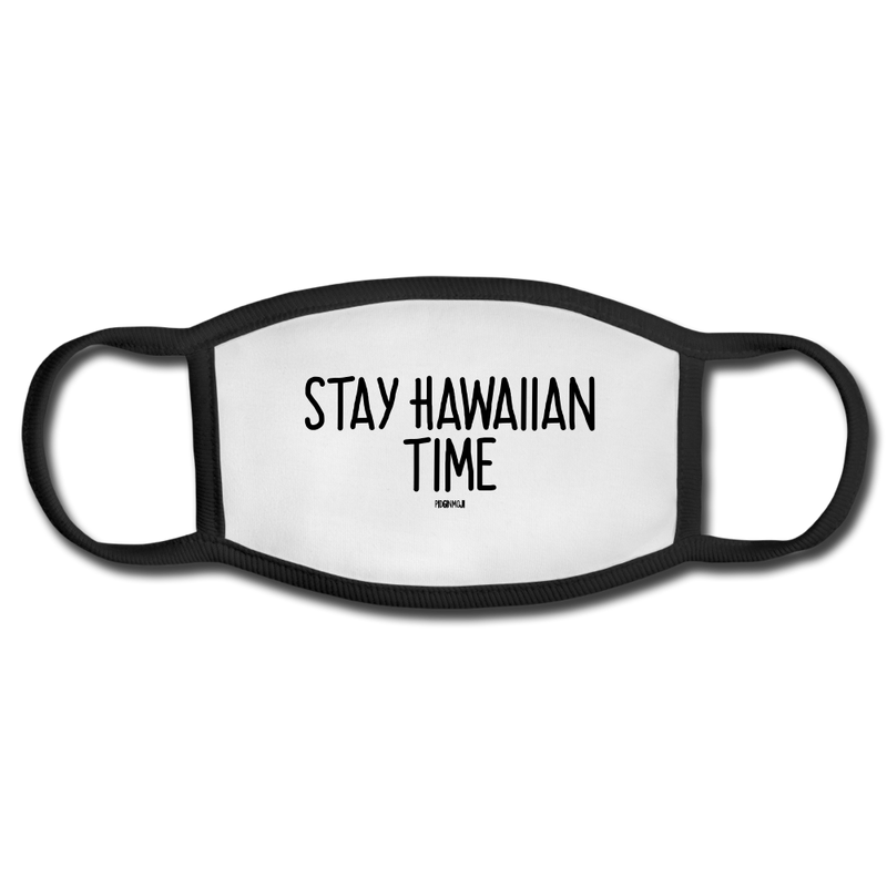 "STAY HAWAIIAN TIME" PIDGINMOJI FACE MASK FOR ADULTS (WHITE) - white/black