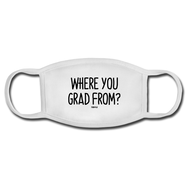 "WHERE YOU GRAD FROM?" PIDGINMOJI FACE MASK FOR ADULTS (WHITE) - white/white