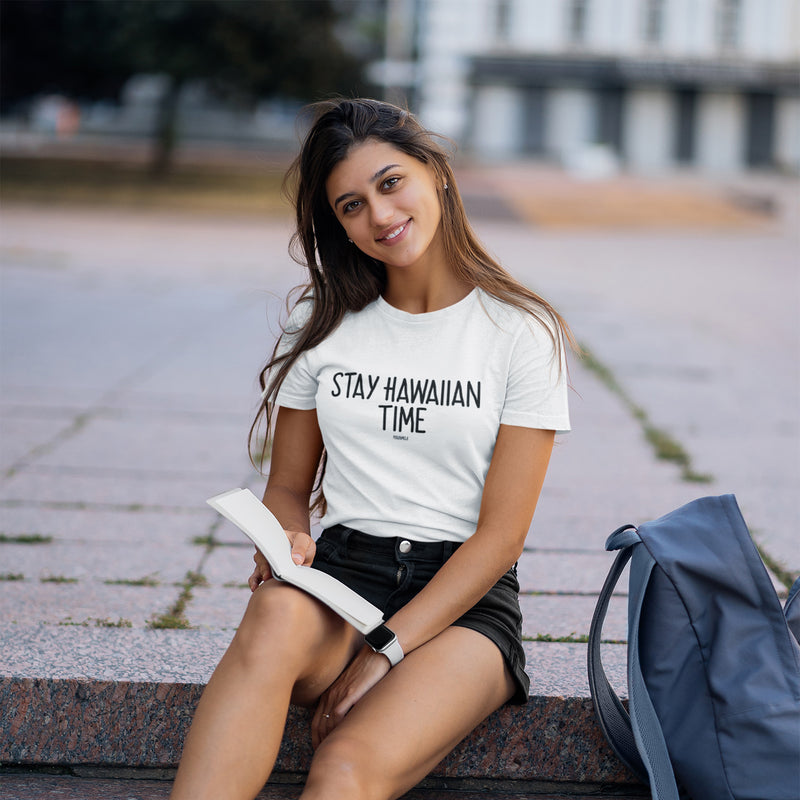 "STAY HAWAIIAN TIME" Women’s Pidginmoji Light Short Sleeve T-shirt