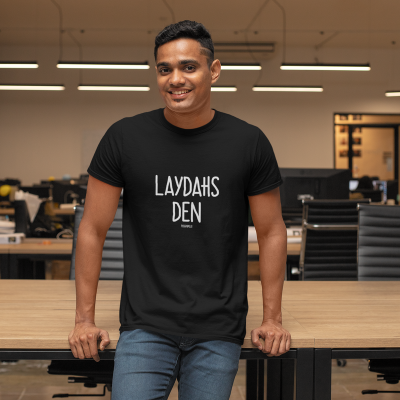 "LAYDAHS DEN" Men’s Pidginmoji Dark Short Sleeve T-shirt