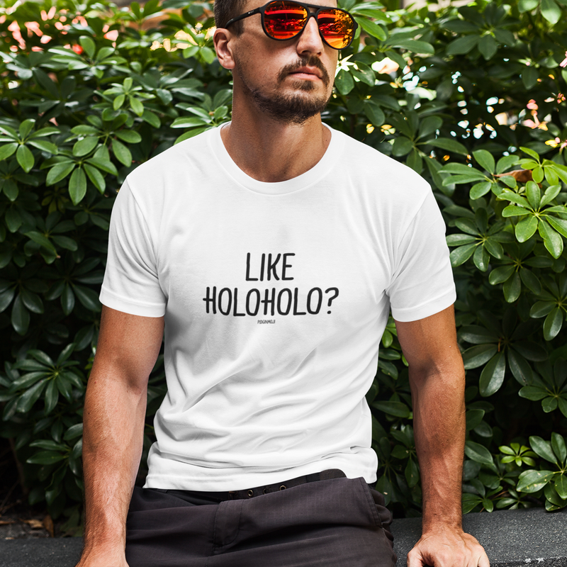 "LIKE HOLOHOLO?" Men’s Pidginmoji Light Short Sleeve T-shirt