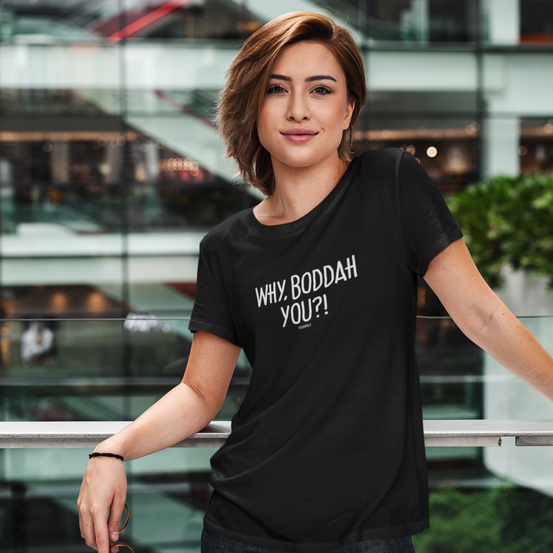 "WHY, BODDAH YOU?!" Women’s Pidginmoji Dark Short Sleeve T-shirt