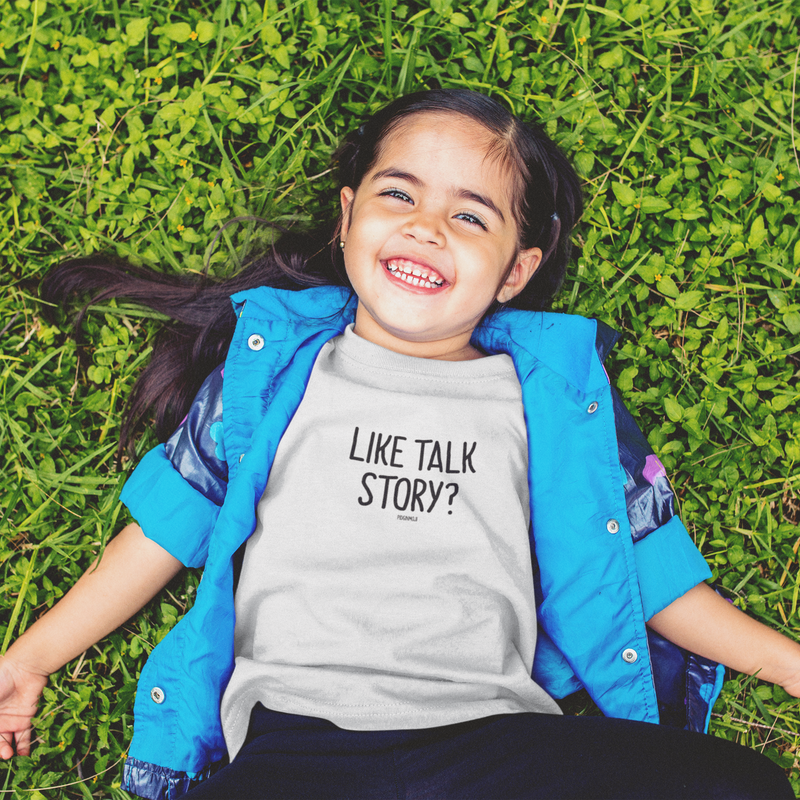 "LIKE TALK STORY?" Youth Pidginmoji Light Short Sleeve T-shirt