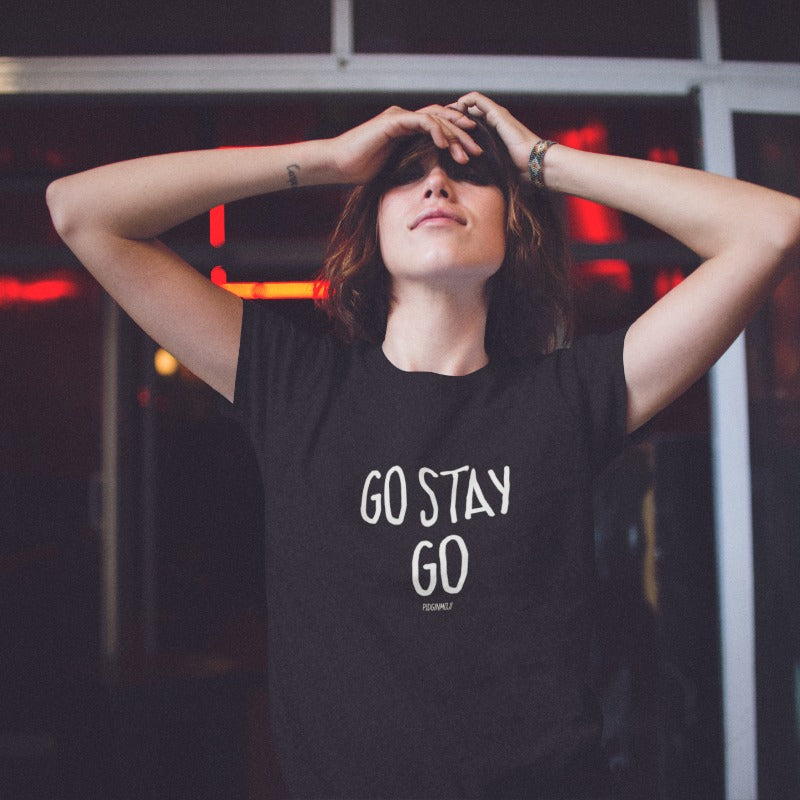 "GO STAY GO" Women’s Pidginmoji Dark Short Sleeve T-shirt