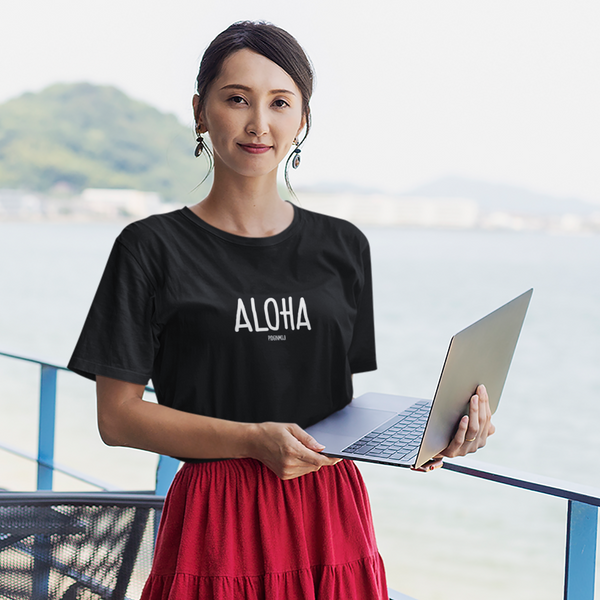 "ALOHA" Women’s Pidginmoji Dark Short Sleeve T-shirt