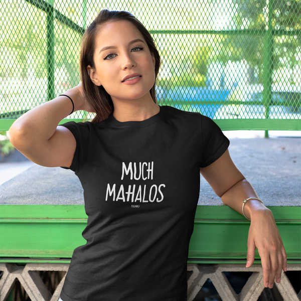 "MUCH MAHALOS" Women’s Pidginmoji Dark Short Sleeve T-shirt