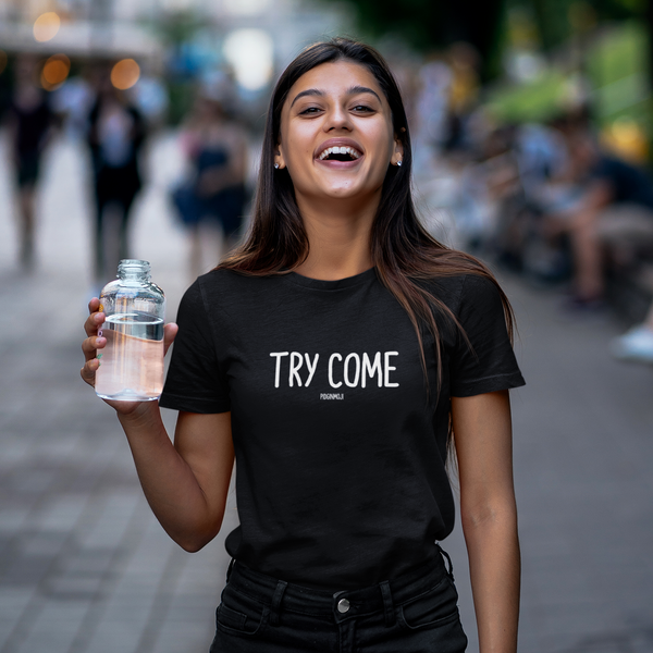 "TRY COME" Women’s Pidginmoji Dark Short Sleeve T-shirt