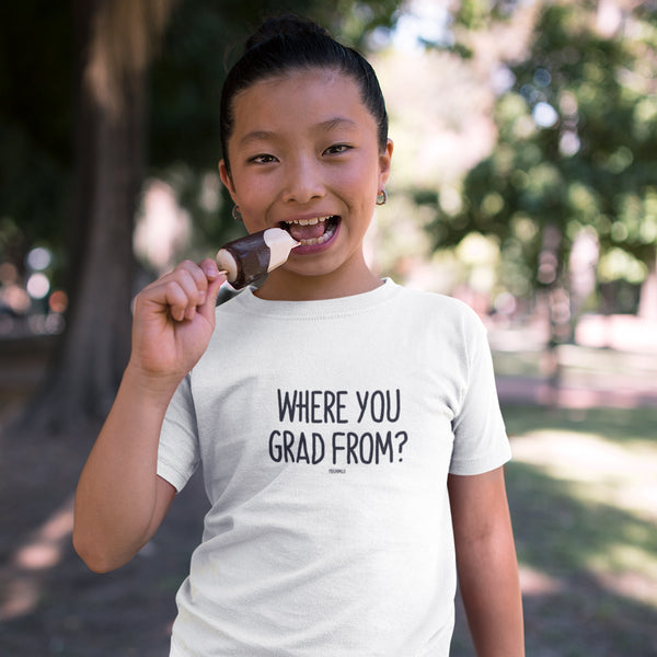 "WHERE YOU GRAD FROM?" Youth Pidginmoji Light Short Sleeve T-shirt